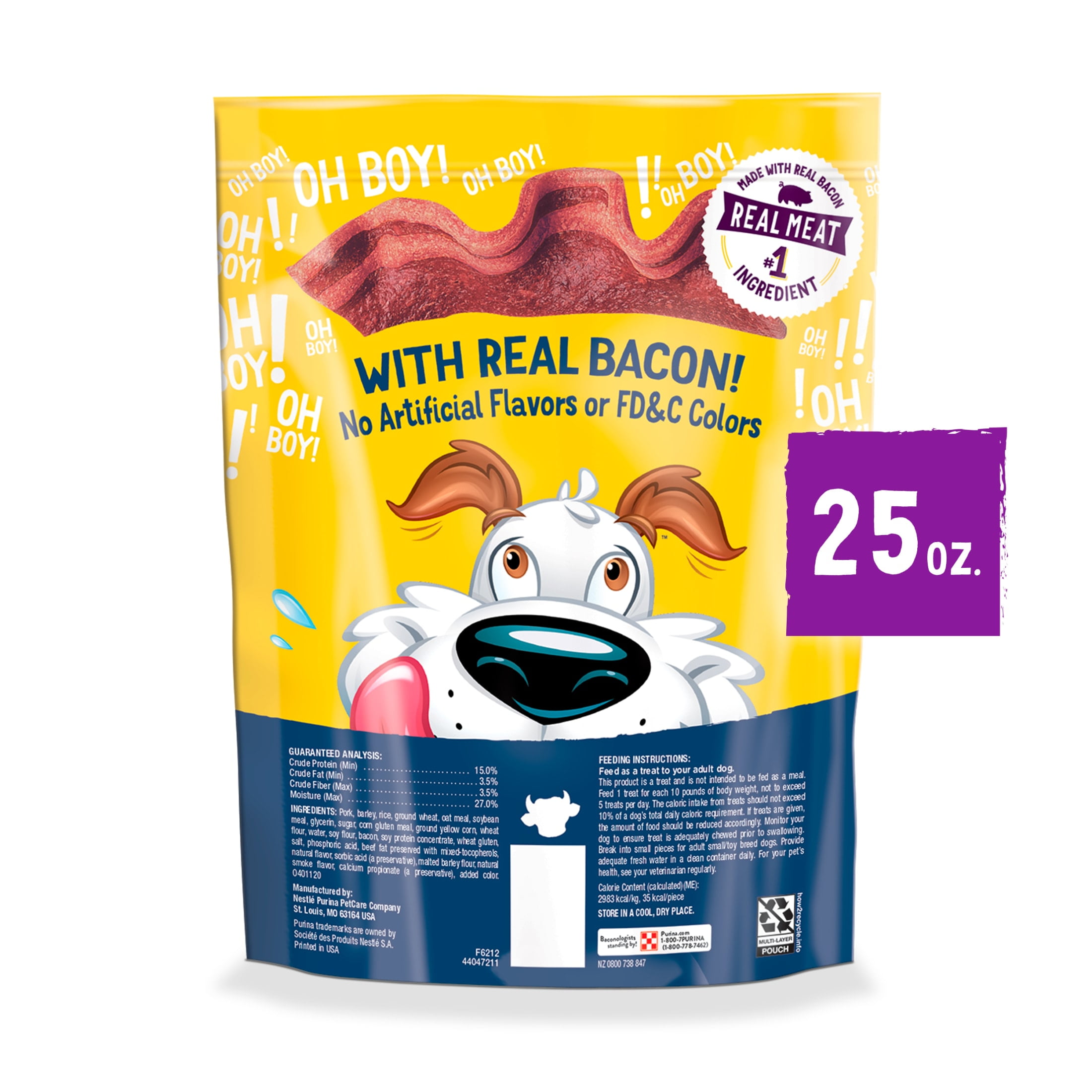 (4 pack) Purina Beggin' Strips Dog Treats with Real Bacon & Beef Flavors Tender Chews, 25 oz Pouch