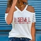 thumbnail image 2 of Blusa de manga corta con estampado de cuello en V informal para mujer con estilo Camiseta de verano con hombros descubiertos OAVQHLG3B Store  lin121212, 2 of 5