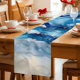 thumbnail image 5 of Navy Blue Coastal Beach Cotton Linen Rectangle Table Runners 13"x72", Summer Nautical Ocean Ombre Art Coffee Table Runner Dresser Scarves Luxury Table Runners for Wedding Party Banquet Dinner Decor, 5 of 8