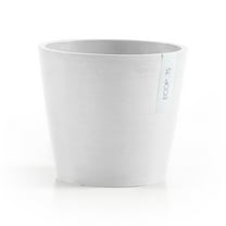Ecopots Amsterdam Durable Modern Round Indoor/Outdoor Recycled Based Composite Flower Pot Planter w/ Water Reservoir, Pure White, 12"