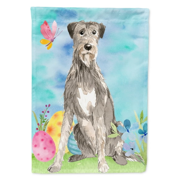 Carolines Treasures CK1913GF Easter Eggs Irish Wolfhound Flag Garden Size  Small multicolor