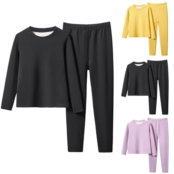 Letdown Thermal Underwear for Unisex Kids - Toddler Base Layer Winter Long Johns for Boys Girls 2PC Crewneck Tops and Bottom Thermal Underwear Sets