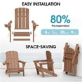 thumbnail image 5 of SUUNYN Folding Adirondack Chair, HDPE All-Weather Fire Pit Chairs, Plastic Adirondack Chairs with 2 Cup Holder, Browm, 5 of 9