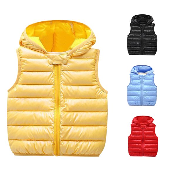 QWERTY Kids Hooded Winter Vest Solid Color Sleeveless Jacket for Toddler Boys Girls Outerwear Size 4-5 Years