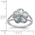 thumbnail image 5 of Sterling Silver Rhodium Aquamarine Diamond Ring (Size 7) Made In Thailand qdx892-7, 5 of 6