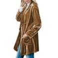 thumbnail image 5 of USSUMA Women's Velvet Cardigan Open Front Vintage Outerwear Long Sleeve Blazers Coat Fashion Wild Trench Coat, 5 of 8