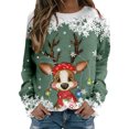 thumbnail image 1 of WEAIXIMIUNG Chandails en Molleton Courts pour Femmes, Pulls de Noël Tendance pour Femmes, Mode, Manches Longues, Col Rond, Graphique Renne Mignon, Chemises de Noël (4), 1 of 4