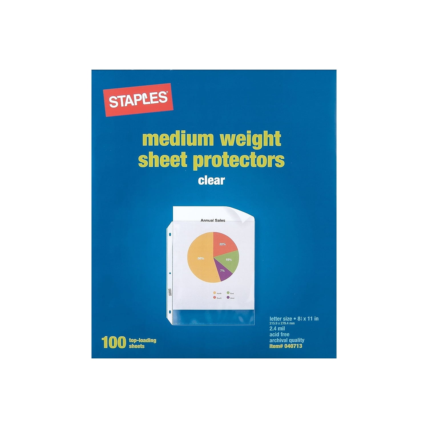 MyOfficeInnovations Medium Weight Sheet Protectors Clear 100/Box (10524) 40713