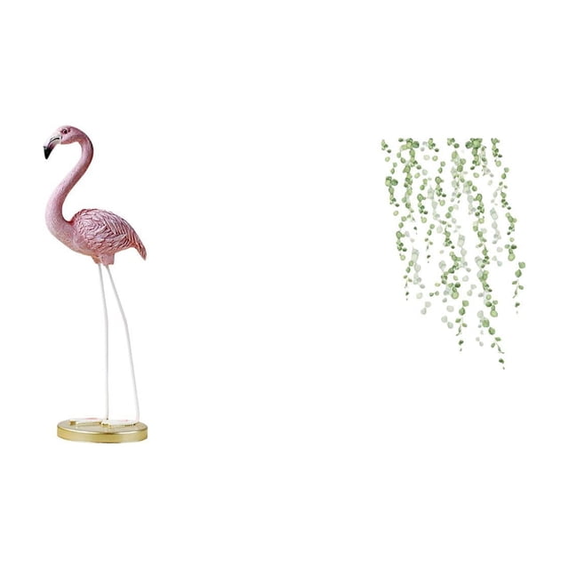 Estatua de resina,Escultura de estatua de flamenco de resina,arte para jardín exterior,Adhesivo de pared,Vinilo decorativo de pared con enredaderas colgantes para dormitorio (DIY),Vinilo