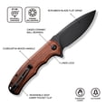 thumbnail image 3 of CIVIVI Praxis Pocket Knife 3.75 inches 9Cr18MoV Steel Blade Cuibourtia Wood Handle C803H, 3 of 6