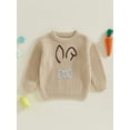 thumbnail image 2 of aturustex Little Boys Girls Easter Cozy Knit Sweaters Top 6M-5T Toddler Baby Long Sleeve Knitted Pullover Round Neck Sweatshirts Bunny Ears Embroidery Cute Casual Comfy Spring Winter Clothes, 2 of 7