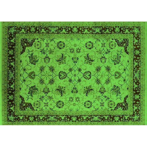 Ahgly Company Indoor Rectangle Oriental Green Industrial Area Rugs, 6' x 9'