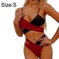 thumbnail image 2 of Traje de baño sexy de mujer con abertura, bikini cruzado de dos colores, traje de baño de verano para la playa y la piscina., 2 of 5