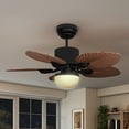thumbnail image 3 of Craftian 44"  Tropical Ceiling Fan with Lights and Remote,5 Palm Leaf Blades, 3-Color LED, Timer & Memory, Indoor/Outdoor - Walnut, 3 of 10