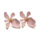 thumbnail image 2 of Pendientes de flores para mujer - Pendientes llamativos de flores rosas bohemias elegantes con capullos de flores doradas, pendientes de botón de metal mate de moda Grandes, 2 of 5