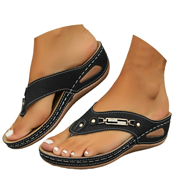 Mostsola Flip Flops for Women Wedge Sandals Comfort Slides Platform Slip on Shoes Slide Sandals