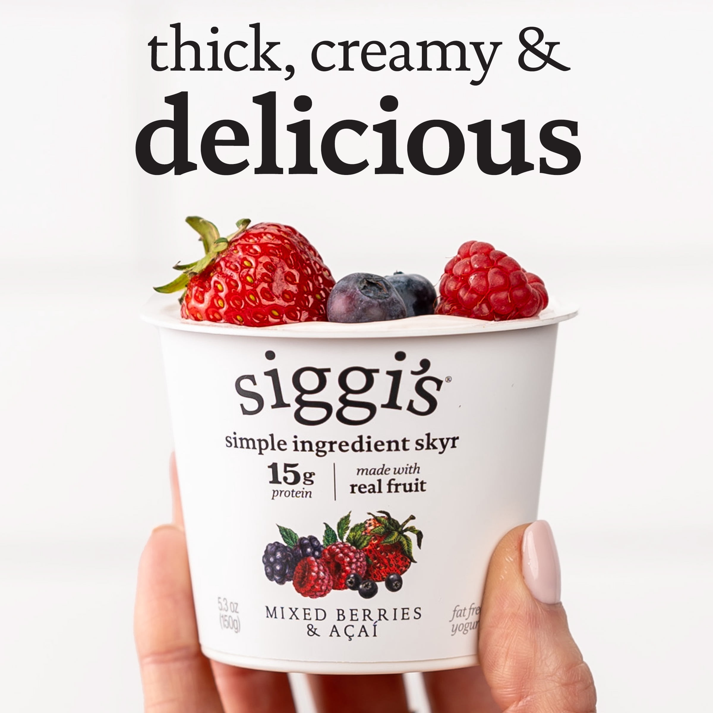 Siggi's Icelandic Skyr Nonfat Yogurt, Mixed Berries & Acai, 5.3 oz