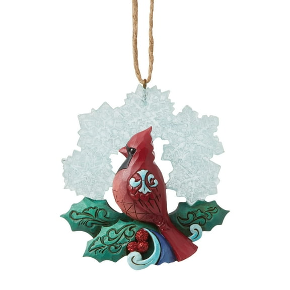 Enesco Jim Shore Heartwood Creek Wonderland Cardinal with Snowflake Hanging Ornament