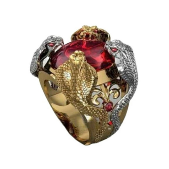 MayiaHey Cobra Snake Ring, Gothic Serpent Ring for Men, Norse Viking Snake Animal Ring Hip Hop Snake Jewelry, CZ Snake Ring Rhinestone Snake Band Ring Punk Snake Serpent Ring