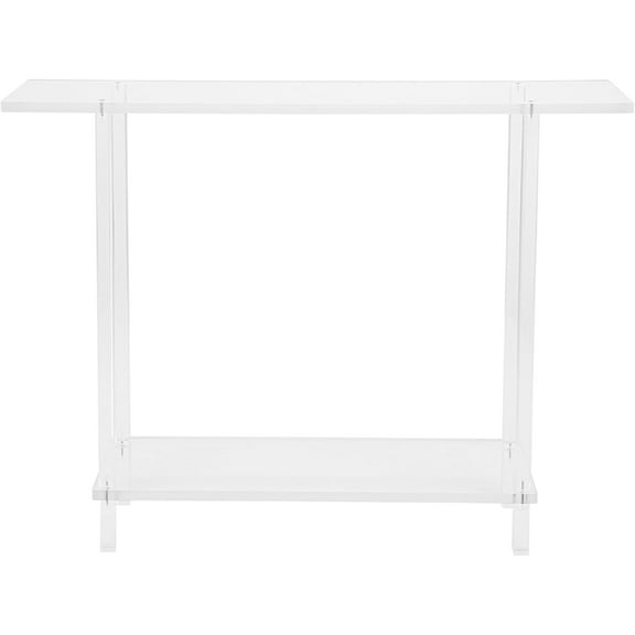 39x8x31.5in Acrylic Clear Narrow Console Table, Small Entryway Table with Open Shelves, 2-Tier Narrow Console Table, Skinny Side Table for Sofa Foyer Hallway & Small Spaces