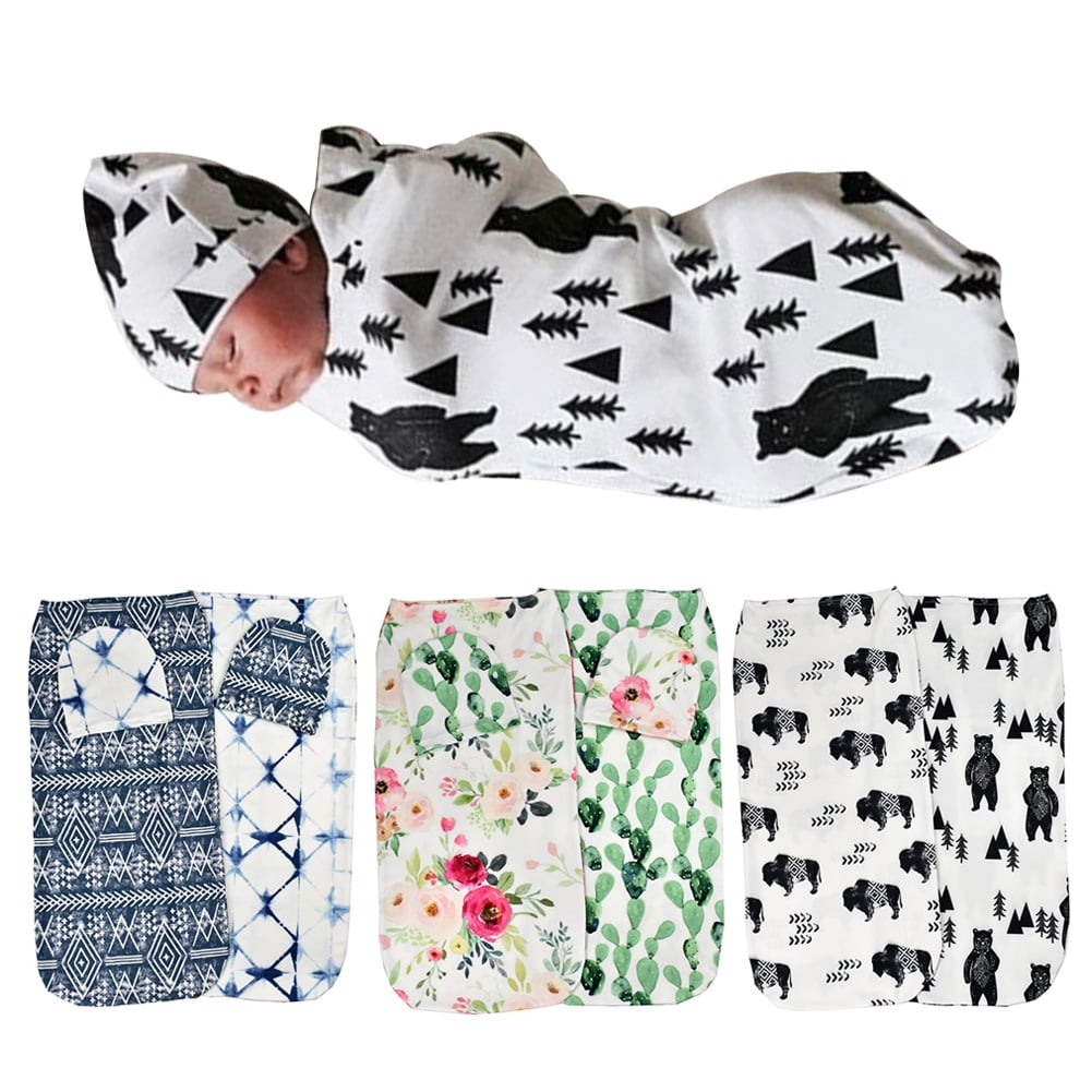 Newborn Baby Infant Cocoon Sack Swaddle Sleeping Bag Blanket Cap Hat Wrap Props 