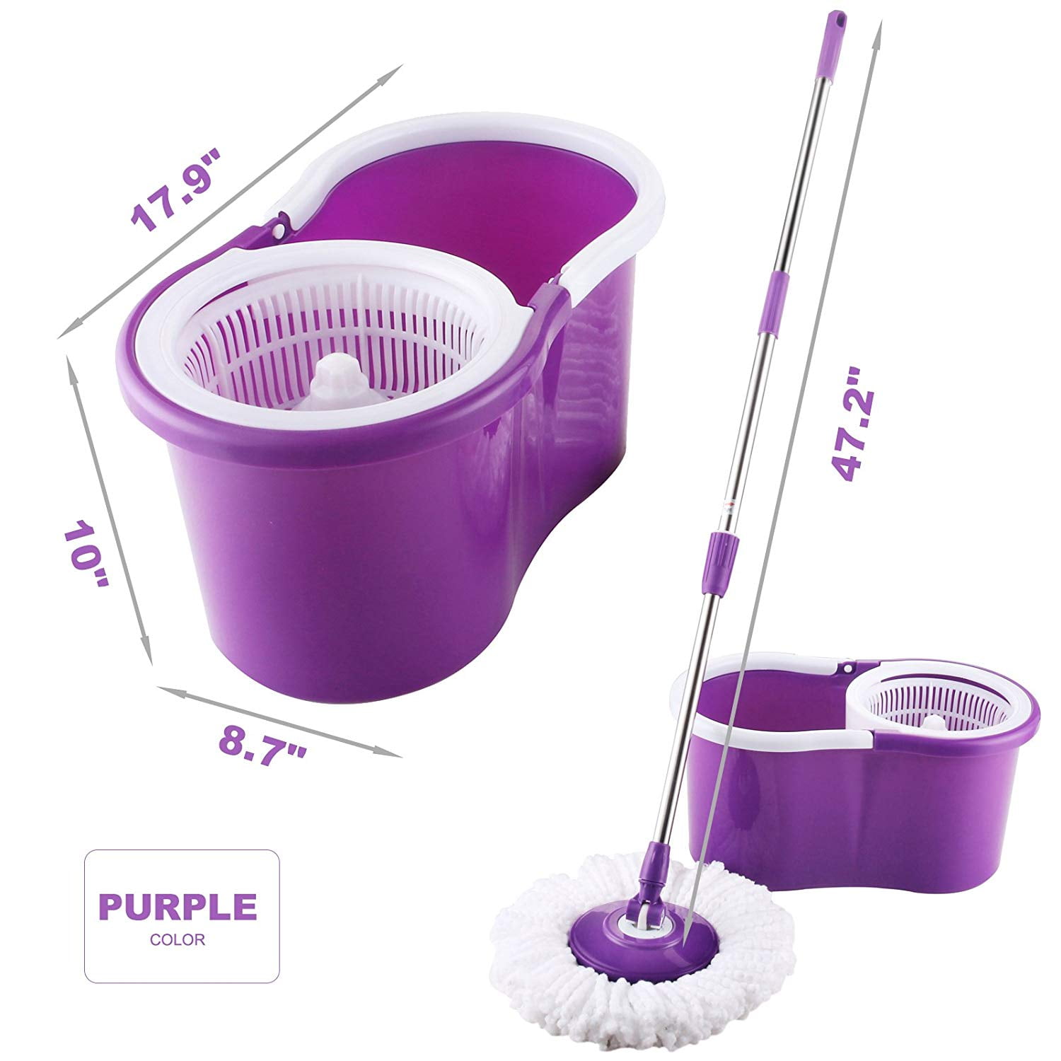 Ktaxon 360 Degree Rotate Mop with Bucket Household Cleaning Supplies Ergonomic Design Purple