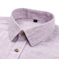 thumbnail image 4 of VSSSJ Linen Shirts for Men Regular Fit Long Sleeve Blouse Button Down Dress Shirts Vintage Turndown Collar Wedding Hawaiian Shirt Pink XL, 4 of 6