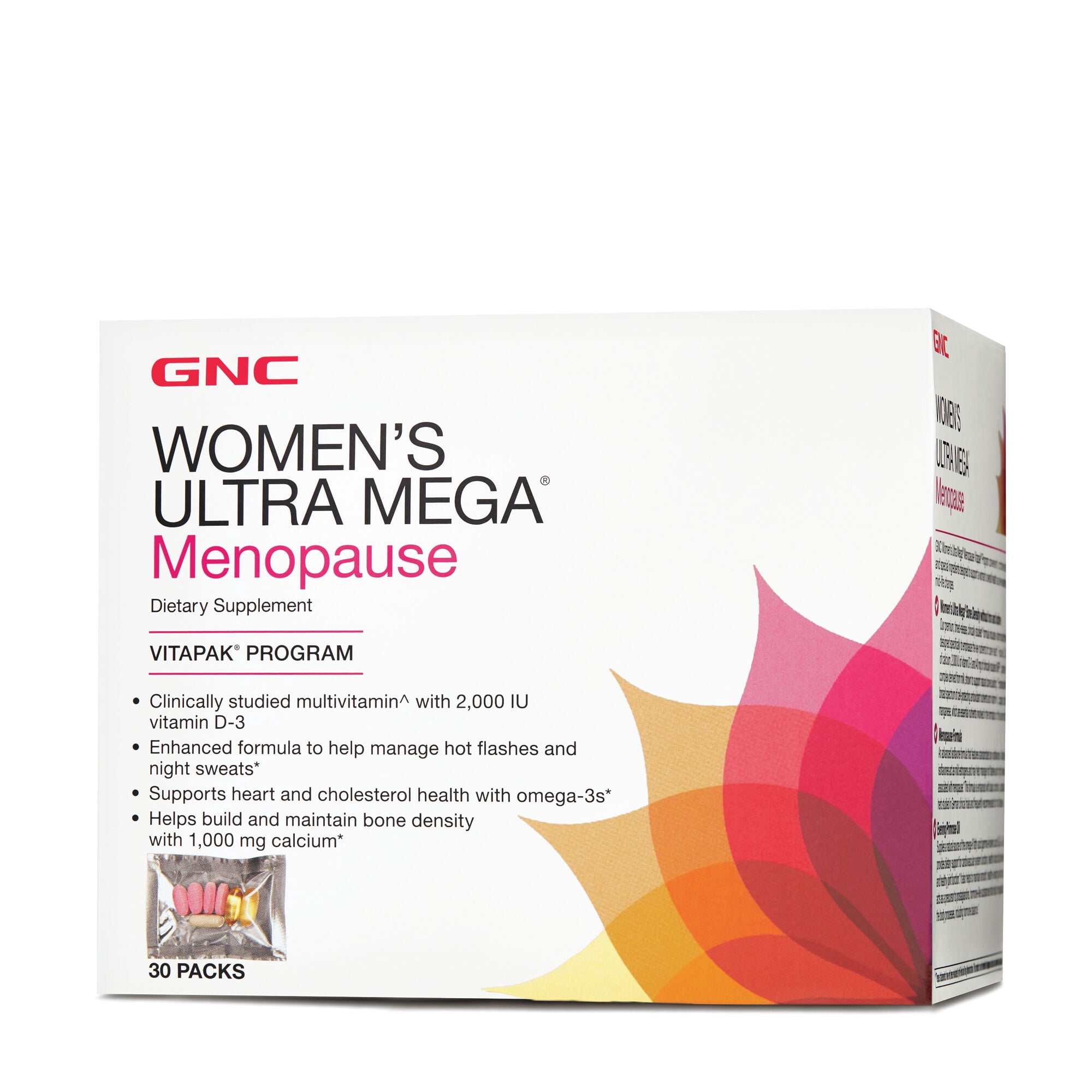 GNC Women's Ultra Mega Menopause Vitapak, 30 Packs, Helps