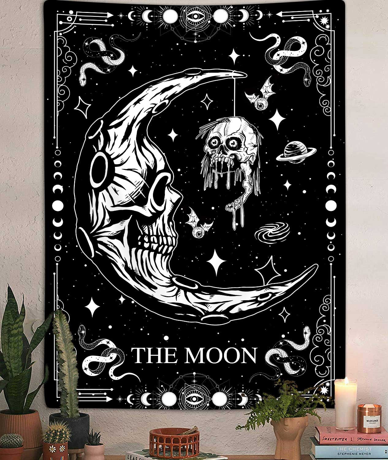 10pcs Moon Stickers Dark Black and White Theme Solar Tarot New Gothic  Spiritual