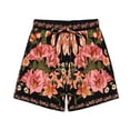 thumbnail image 3 of Summer High Waist Loose Shorts for Women, Froal Pattern Drawstring Casual Beach Vacation Shorts, 3 of 4