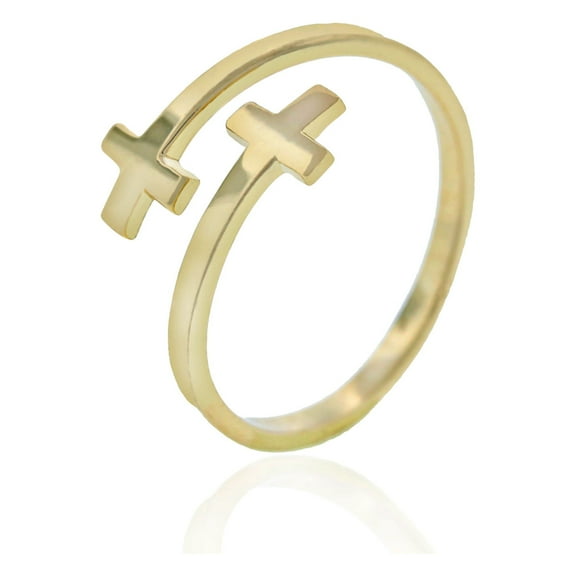 Charm America - Gold Sideways Cross Ring - 10 Karat Solid Gold
