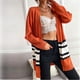 thumbnail image 2 of Blusa de punto de punto con rayas de bloque de color suelto con costuras de longitud media para mujer Fridja  BV0+5267, 2 of 6