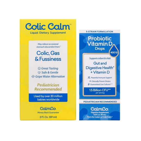 Colic Calm Gripe Water (2oz) & CalmCo Infant & Child Probiotic Drops (0.54oz) Combo Pack