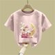 thumbnail image 5 of Blusas y camisas de manga corta con cuello redondo para niños Camiseta de verano de manga corta estampada para niñas Jersey elegante de cuello redondo para niños Top de algodón, 5 of 6