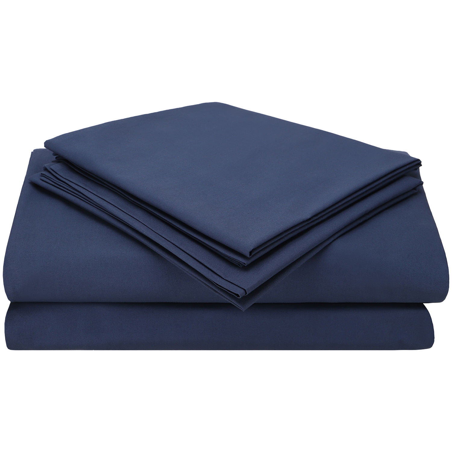 Craftsworth 100% USA Pima Cotton Sheets, 4 Piece Set, Queen - Navy Blue ...