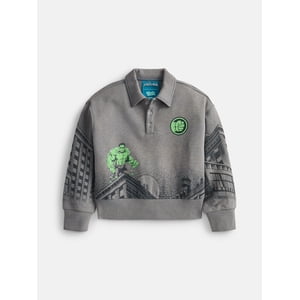 Wonder Nation Boys Hulk Graphic Polo Sweatshirt