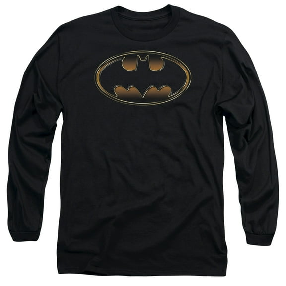 Batman Black & Gold Embossed Long Sleeve T-Shirt Adult 18/1 Black