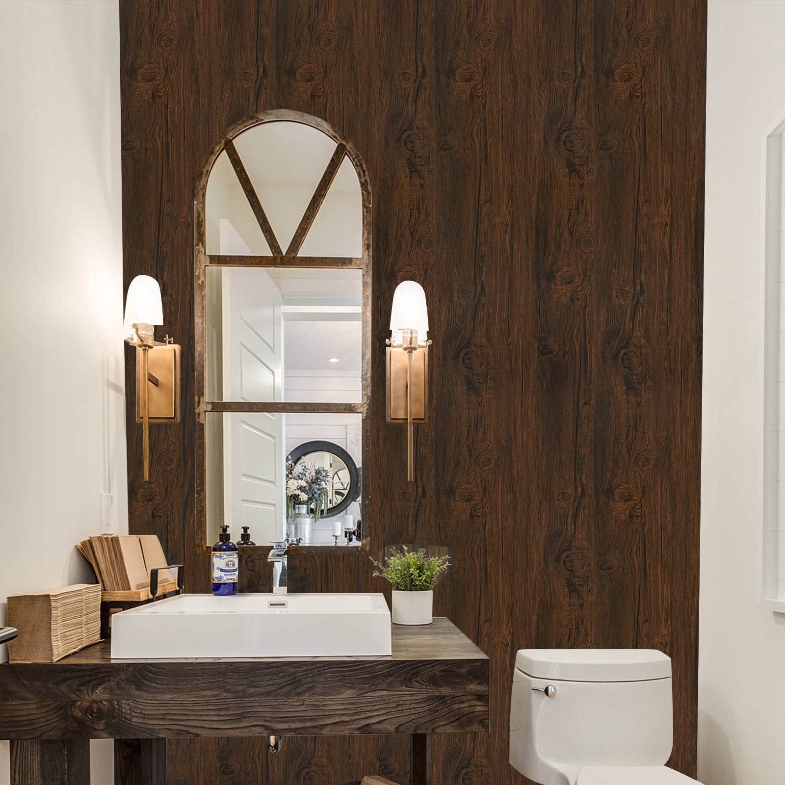 UMIGGEE 23.6-in x 196-in Dark Brown Wood Wallpaper Peel and Stick Wallpaper Oak Grain Wallpaper Removable Self Adhesive Contact Paper Rustic Wallpaper for Furniture Home Decor