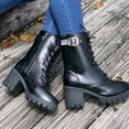 thumbnail image 6 of Wovix Women's Ankle Boots Zip Heel Platform Ankle Combat Boots Trendy Plaid Daily Shoes Winter Thermal Boots Black 35, 6 of 7