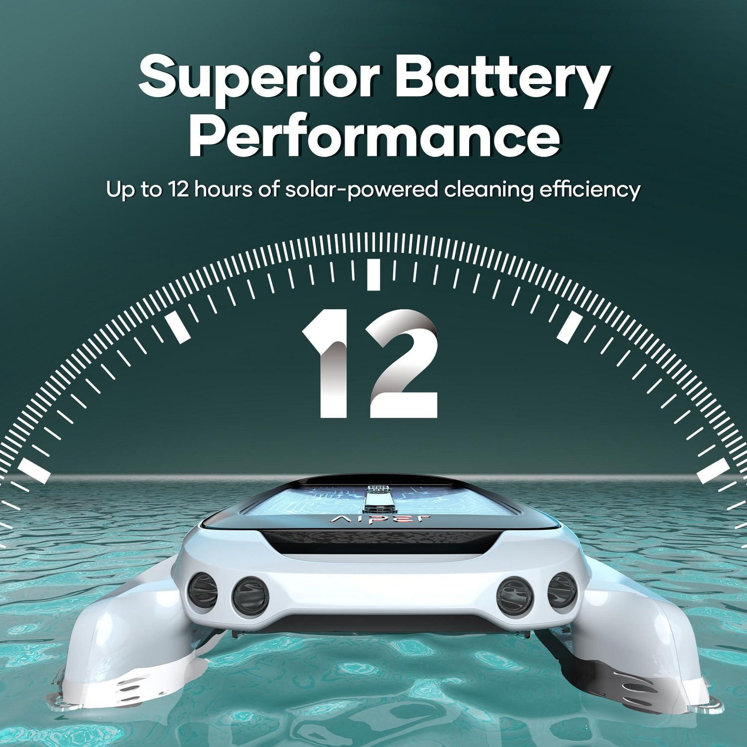 Aiper Surfer M1 Solar Powered Automatic Robotic Pool Skimmer Cleaner, Lasts 12 Hours, App Control, Ultrasonic Detection