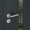 thumbnail image 6 of Front Exterior Prehung Steel Door / Cynex 6777 Black / Side and Top Exterior Window / Stainless Inserts Single Modern Painted-W32+14" x H80+16"-Right-hand Outswing, 6 of 7