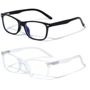 2 Pairs Kids Blue Light Blocking Glasses, Anti Eyestrain & UV Protection, Computer Gaming TV Phone Glasses for Boys Girls - Clear Lens Eye Glasses (Age 4-11) Rectangle