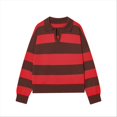 thumbnail image 2 of DHFJKG Sweaters For Women Knit Striped Turndown Collar Long Sleeve Oversized Drop Shoulder Pullover Knitwear Trendy Tops, 2 of 3