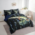 thumbnail image 3 of Feelyou Hunting Pike Fish Bedding Comforter Set 7 Pieces, Retro Blue Camouflage Full Bedding Set, Rustic Farmhouse Cabin Reversible Fitted Sheet Flat Sheet, Microfiber Bedroom Decor, 3 of 8