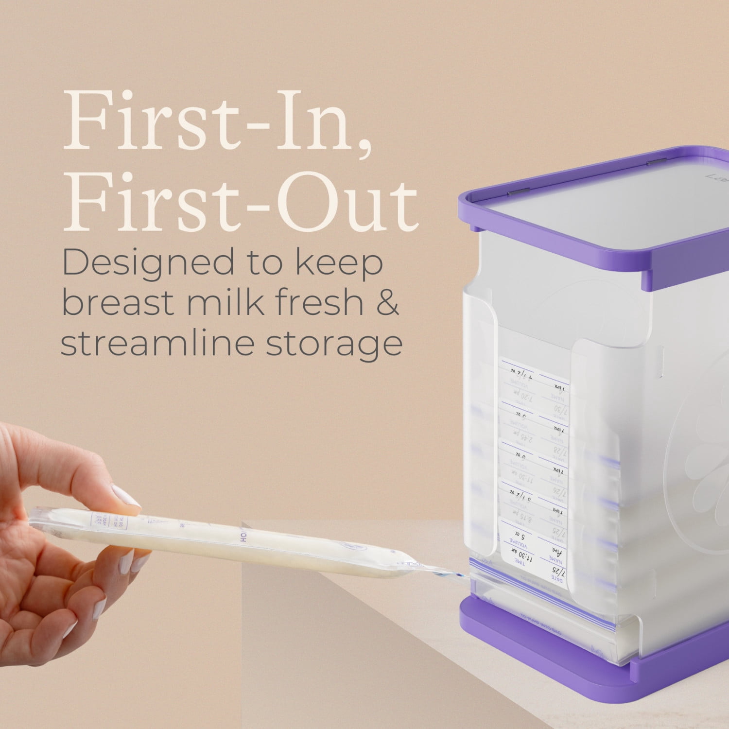 Lansinoh Breast Milk Storage Container, Freezer Organizer, Holds 10 Milk Bags, Includes 5