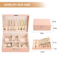 thumbnail image 6 of Gogcaro Large Jewelry Box Organizer for Women Girls, 2 Layer Jewelry Storage Case, PU Leather Display Jewellery Holder With Removable Tray for Necklace Earrings Rings Bracelets (Pink), 6 of 7