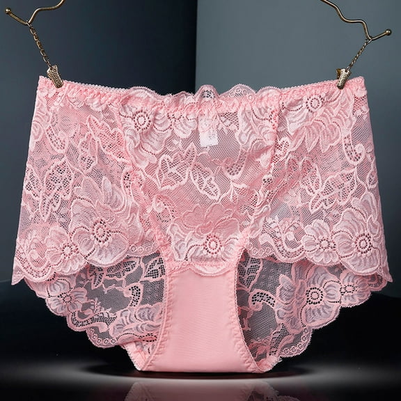 HongQid Sexy Underwear for Women High-Waist Shorts Women' s Underwear Lightweight Soft Lace High Waist Panties Hot Pink 4XL