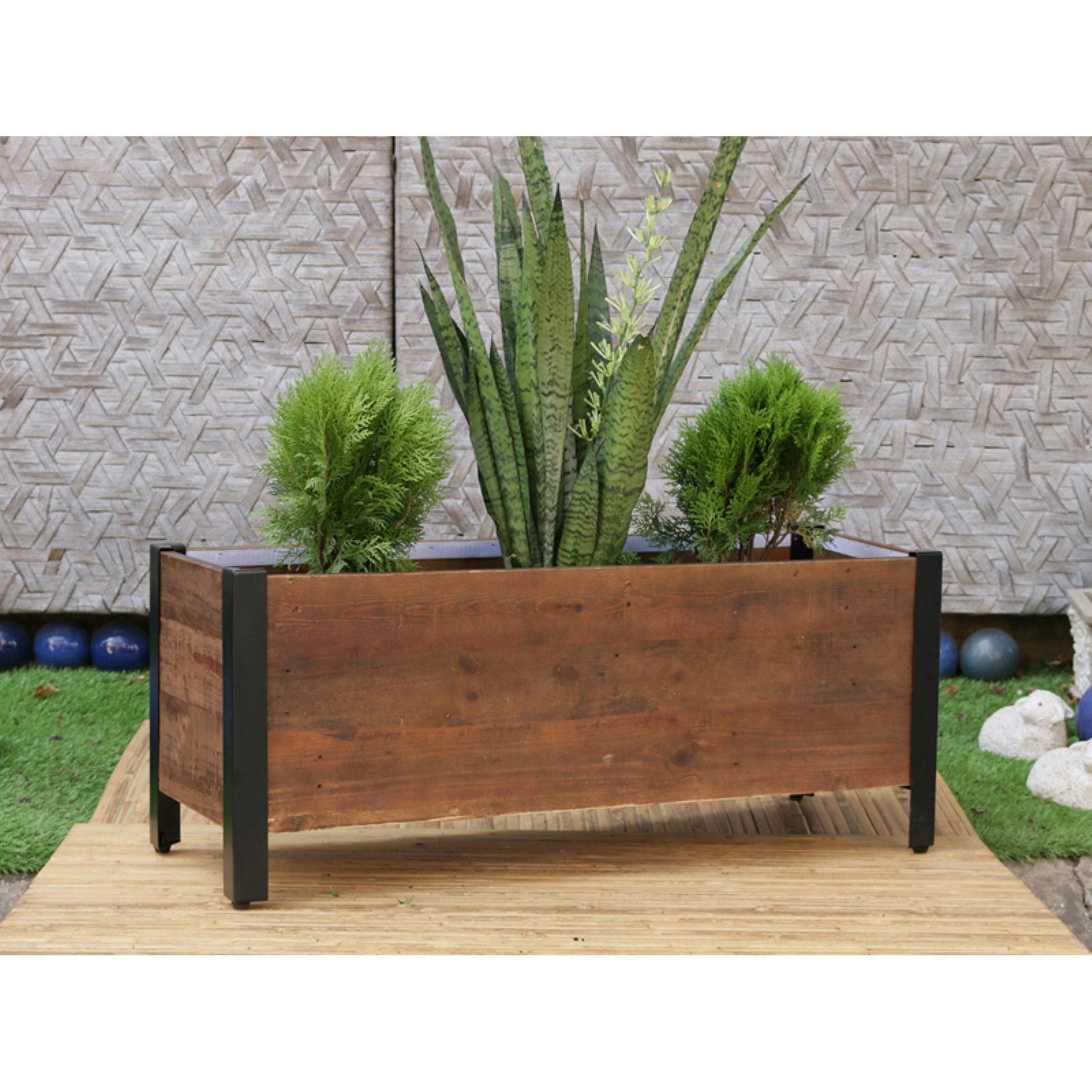 Grapevine Rectangular Urban Garden Wooden Planter Box by