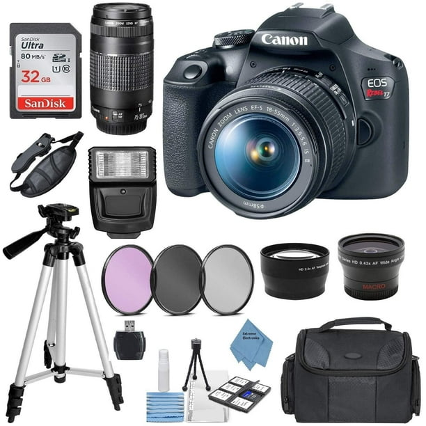 Canon EOS Rebel T7 DSLR Camera Bundle w/Canon 1855mm Lens + Canon EF