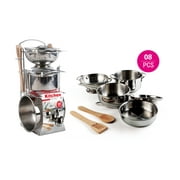 Stainless Steel Pots and Pans Pretend Play Kitchen Set for Kids 8 pcs for Toddlers Boy Girl Age 3 4 5 Years Old by VALESSATI.